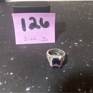 Avon Ring Size 6 Silver With Purple Stone